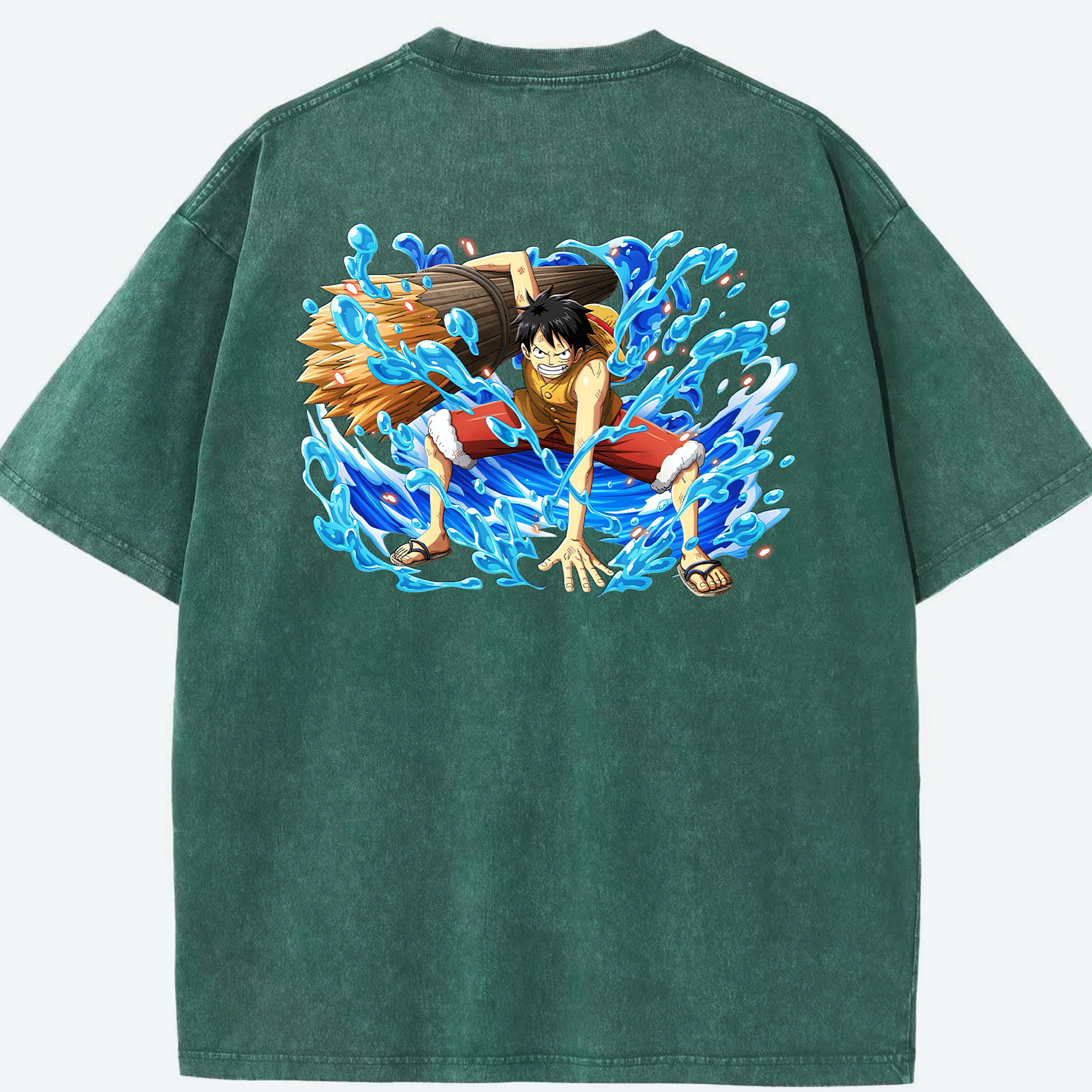 ワンピース モンキー・D・ルフィ ONE PIECE Monkey D. Luffy 綿100% ヴィンテージ風 半袖Tシャツ（背面プリント）